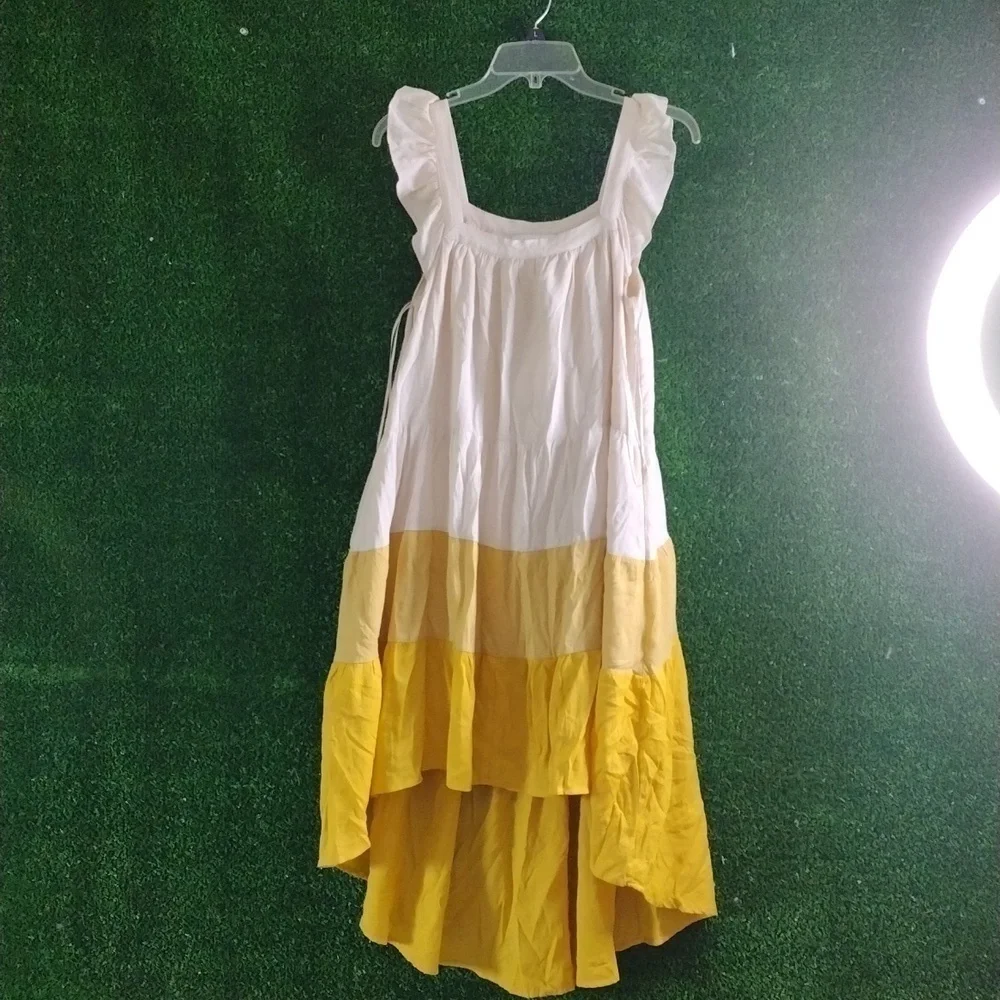 Moodie yellow and cream dress MIDI - Picture 2 of 6
